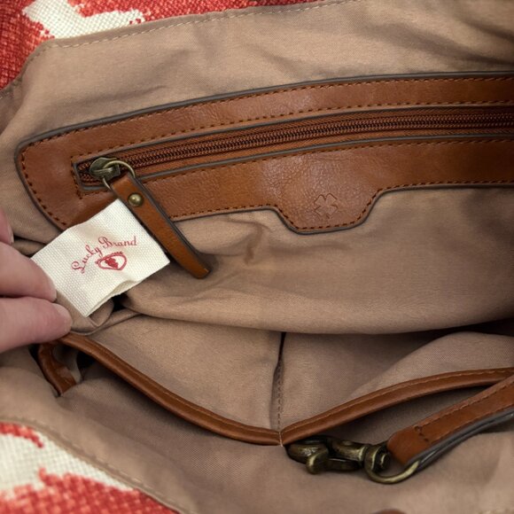 Lucky Brand Orange White Brown Aztec Ikat Canvas Tote - Picture 12 of 12